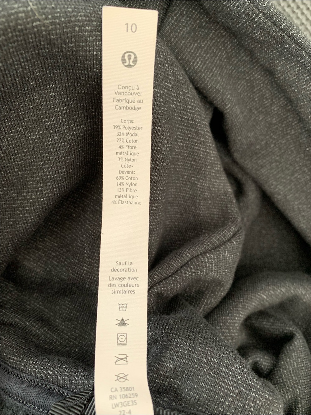 LULULEMON Loungeful Cropped Hoodie *spark Black/Gray size 10 - Picture 9 of 11